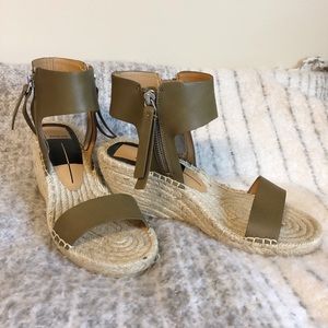 Dolce Vita Green Leather Espadrilles Sandals
